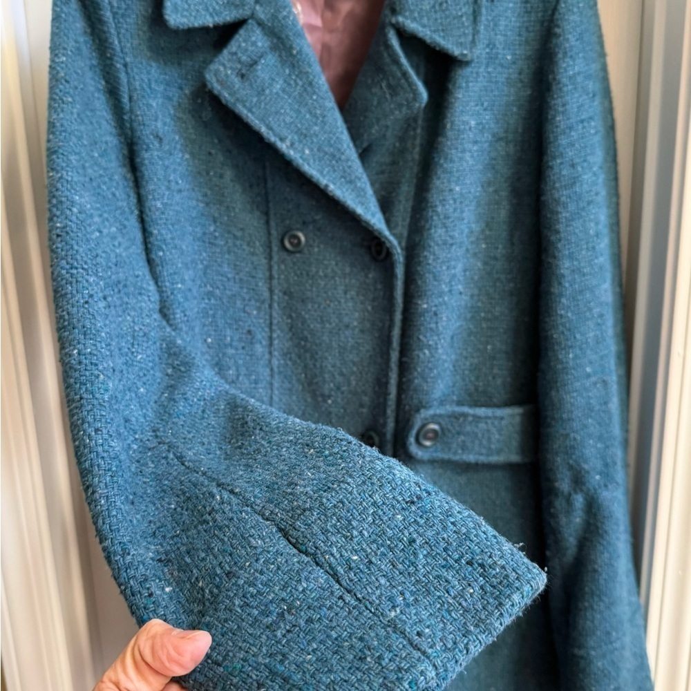 1970’s Vintage Coat Womens 12 Made In USA Classic Tailored Coat Teal Blue Preppy - Picture 4 of 11